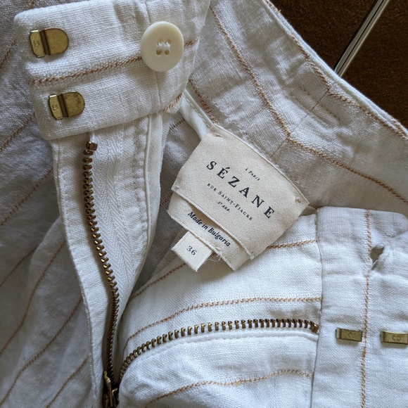 Sezane Lucas Short in Stripes (Ecru/Coffee) - Picture 4 of 4